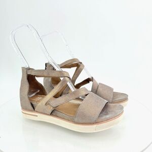Eileen Fisher Star Bronze Metallic Suede Leather Wedge Sandals Sz 10 Platform